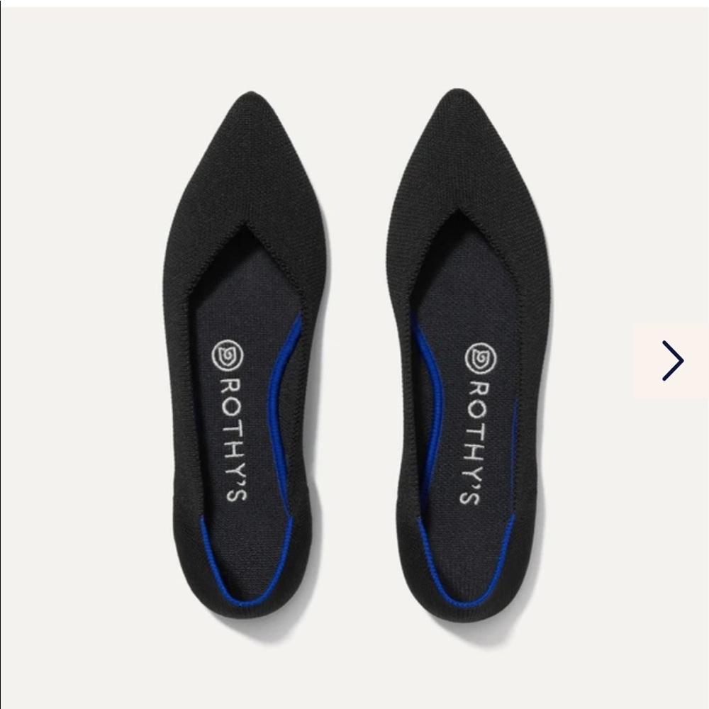 Rothy's Black Flats with Blue Trim
